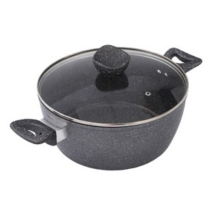 Lorren Home Trends Casserole Pot with Glass Lid, Gray Speckled, PFOA-Free, Dishwasher Safe, 4 Qt, Multi-Surface Compatible - 1 of 4