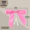 Juvale 100-Pack Twist Tie Bows - Pink 3" Satin Ribbon Small Bows For Gift Wrapping Treats Party Favors Craft Decoration - 4 of 4