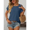 Clearlove Eyelet Tops for Women Summer Scoop Neck Cute Ruffled Short Sleeve T-Shirts Elegant Sweet Lady Tunic Blouses - 3 of 4