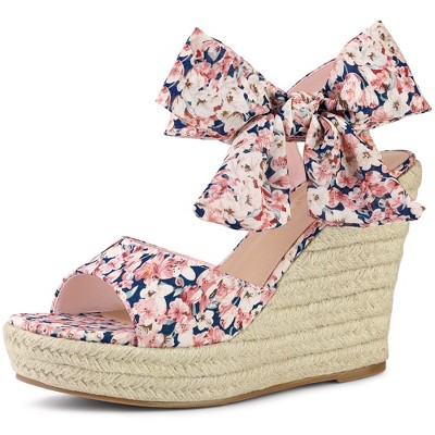 Webbing Flat Espadrille Sandals, PINK