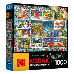 RoseArt Kodak Premium Christmas Cat Stamp Collection Jigsaw Puzzle - 1000pc - 1 of 4
