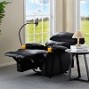 Manual Recliner Chair in Black PU Leather, Modern Armchair with Phone Holder & 2 Cup Holders, 32.4"x39.57"x38.78"H - 4 of 4