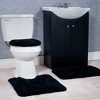 3pc Solid Super Plush Non-Slip Bath Rug Set Black - Yorkshire Home: Includes Lid Cover, Machine Washable - 3 of 4