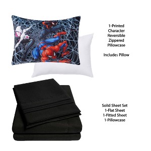 Kids' Spiderman & Friends Pillow with Bonus Solid Sheet Set - 1 of 4