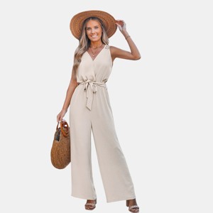 Women's Chic Sleeveless Wide-Leg Jumpsuit with Tie Waist - Cupshe - 1 of 4