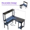Besiost L Shaped Desk with Hutch, LED Lights, Reversible Corner Desk with Power Outlet - 2 of 4
