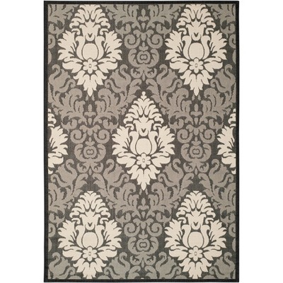 Courtyard CY2714 Power Loomed Indoor and Outdoor Area Rug - Black/Sand - 6'7"x9'6" - Safavieh