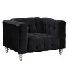 Modern Comfy Fabric Upholstered Sofa Chair,Wooden Legs Button Tufted Backrest Sofa,Padded Lounge Arm Chair for Living Room,Bedroom-Coolbibila - 2 of 4