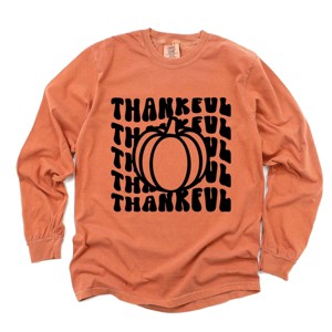 Simply Sage Market Stacked Thankful Pumpkin Garment Dyed Long Sleeve - 1 of 4