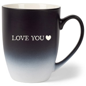 Elanze Designs Love You Two Toned Ombre Matte Black and White 12 ounce Ceramic Stoneware Coffee Cup Mug - 1 of 4
