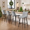SKRAN Counter Height Bar Stools, Faux Leather Barstool Set of 2, Fabric Seat and Back for Dining Room, Kitchen and Islands - 2 of 4