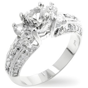 Slickblue Stunning Brilliance Engagement Ring with Rhodium Plating, 2.1 Ct. Clear CZ, Sizes 5-10 - 1 of 3