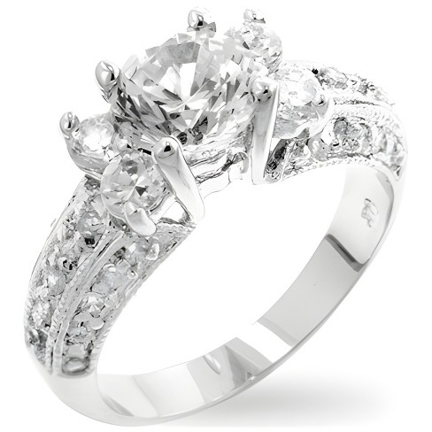 Slickblue Stunning Brilliance Engagement Ring with Rhodium Plating, 2.1 Ct. Clear CZ, Sizes 5-10 - image 1 of 2