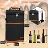 OPUX 2 Bottle Wine Carrier Tote, Insulated Leakproof Cooler Bag, Portable Case Travel Picnic BYOB Beach Christmas Gift - 3 of 4