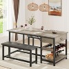 Whizmax Vintage Dining Table Set for 4, Retro Dining Room Table with Benchs£¬3 Piece Kitchen Table Set with Storage for Small Space, Apartment - 4 of 4