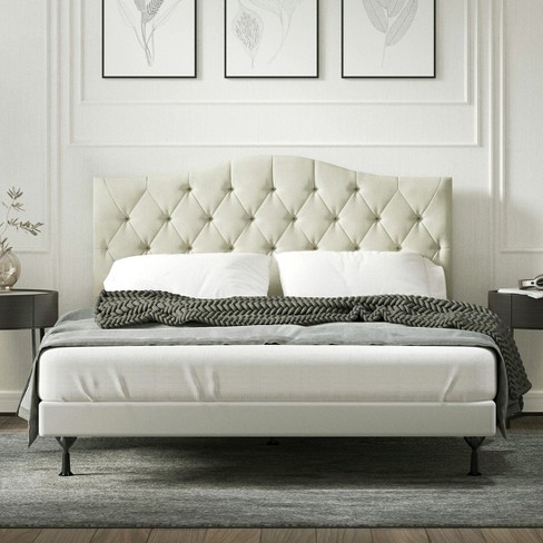 Glenwillow Home Oros Tufted Camelback Upholstered Headboard Beige