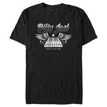 Men's Billy Joel World Tour 1984 Black and White T-Shirt