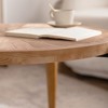 YUHAO Wood Coffee Table, Farmhouse Rustic Round Living Room Tea Table, Modern Center Table Cocktail Table - 3 of 4