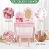 Princess Vanity Set for Girls - Kids Makeup Table with Touch Lights, Mirror, Stool, and Wood Playset - 2 of 4