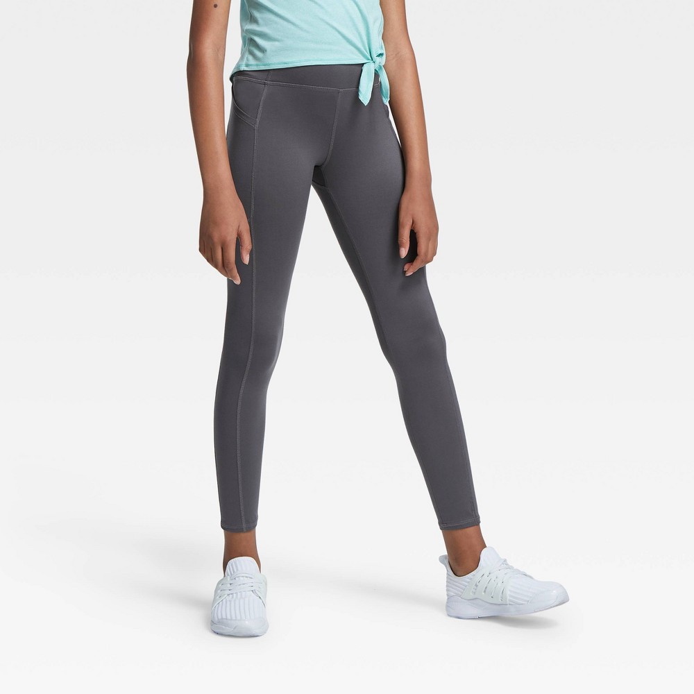 Girls' Side Pocket Leggings - All in Motion Gray XS was $20.0 now $10.0 (50.0% off)