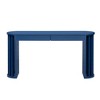 Oak Veneer Console Table with Curved & Straight Line Design, Farmhouse Sofa Table for Entryway, Hallway, and Living Roo - 3 of 4