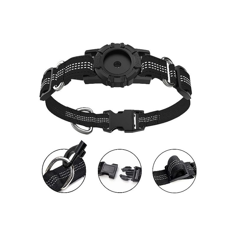 SaharaCase Adjustable Nylon Collar Case for Apple AirTag Medium Dogs Black (AT00032), 2 of 9