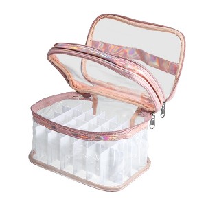 Unique Bargains Portable with 35 Bottles Slots Travel Nail Polish Storage Bag - 1 of 4