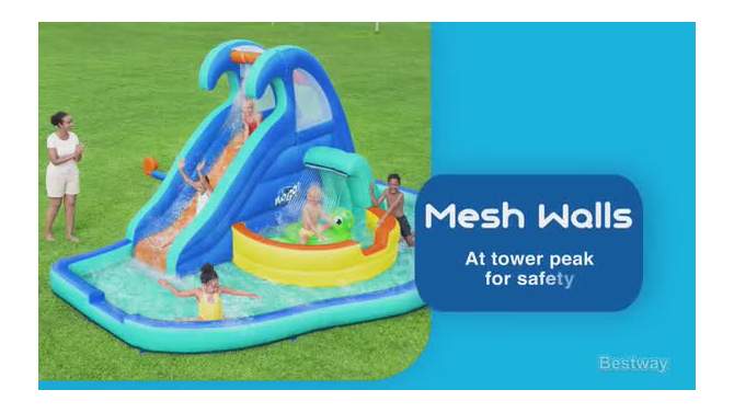 Bestway H2OGO! Wavetastic 16' Kids Inflatable Outdoor Water Park with Turtle Pool Ride-On Float, Water Sprinklers, Slide, and Wave Pool, 2 of 9, play video