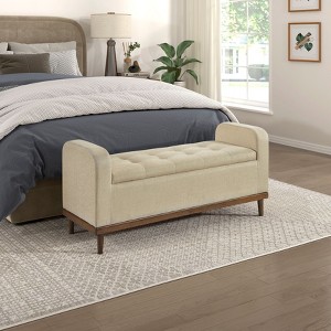 CAVINAS Bedroom Bench, Tufted Upholstered Bed Bench with Storage, Modern Blanket Storage Chest with Armrests for Bedroom, Entryway - 1 of 4