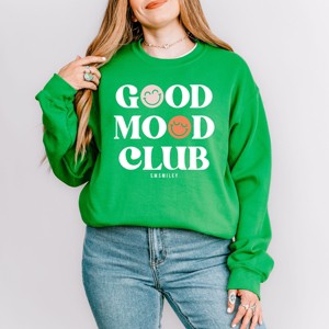Simply Sage Market S.W.Smiley Good Mood Club Sweatshirt - 2XL - Grass - 1 of 4