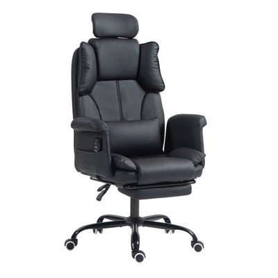 Massage Office Chair for Back Pain Relief, 155° Reclining Comfy Chair with Footrest