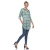 Women's Printed Plaid Roll Tab Tunic - White Mark - 3 of 4