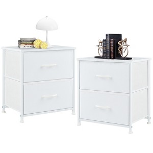 DOMETOUR Fabric Dresser with 2 Drawers, Nightstands with Adjustable Feet, End Table for Bedroom, Set of 2 - 1 of 4