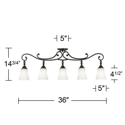 Oil-Rubbed Bronze 5-Light Track Fixture with White Glass Shades