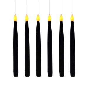 LumaBase Battery-Operated Hanging Black Taper Candles - Set of 6 - 1 of 4