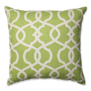 MU Kitchen 18"x18" Emory Square Throw Pillow Green - Pillow Perfect: Damask: 20x20 Inch Polyester, Machine Washable Cloth Napkins - 1 of 2