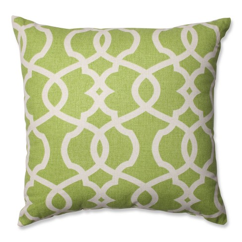 MU Kitchen 18"x18" Emory Square Throw Pillow Green - Pillow Perfect: Damask: 20x20 Inch Polyester, Machine Washable Cloth Napkins - image 1 of 2