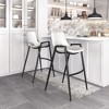 Faux Leather Barstool, 39" H White With Black Powder Coated Steel Frame and Armrests by Zuo Modern (Set of 2) - 2 of 4