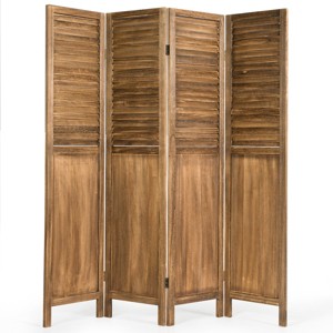 Costway 4 Panel Folding Privacy Room Divider Screen Home Furniture 5.6 Ft Tall Brown - 1 of 4