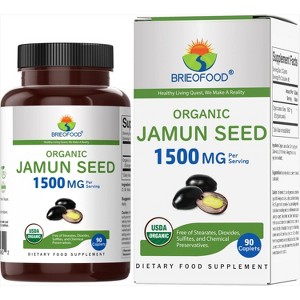 Brieofood Organic Jamun Seed 1500mg, 45 Servings, Vegetarian, Gluten Free, 90 Vegetarian Tablets - 1 of 4