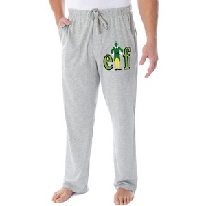 Elf The Movie Men's Holiday Film Logo Loungewear Sleep Bottoms Pajama Pants Heather Grey - 1 of 3