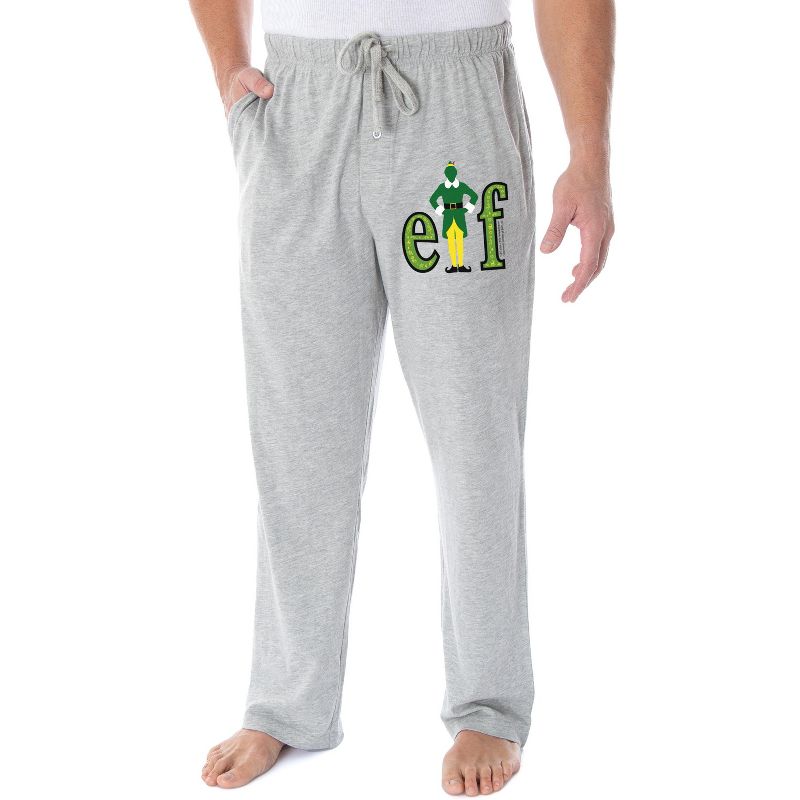 Elf The Movie Men's Holiday Film Logo Loungewear Sleep Bottoms Pajama Pants Heather Grey, 1 of 4