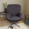 Dark Gray 360° swivel office chair with imitation leather and black metal base, without wheels - 4 of 4