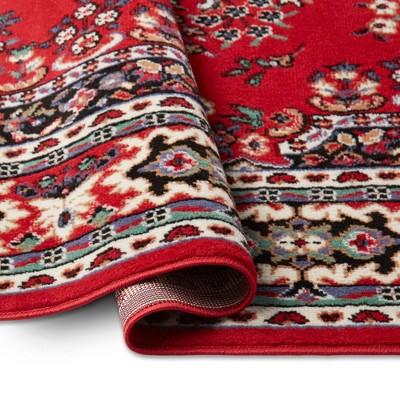 Claret and Black Traditional Medallion Area Rug, 9'2" x 12'5"