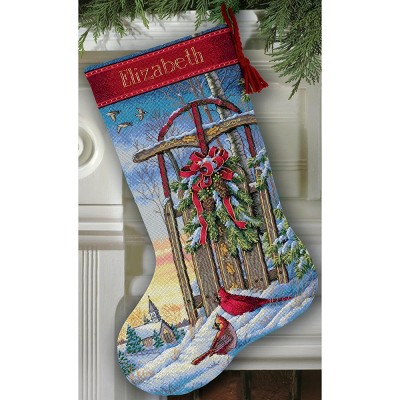 Dimensions Gold Collection Counted Cross Stitch Kit 16" Long-Christmas Sled Stocking (16 Count)