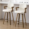Bekrvio 26" Swivel Counter Height Bar Stools Set of 1/2/3/4,Faux Leather Upholstered Bar Chairs with Back & Arm for Kitchen Island,Black - 3 of 4