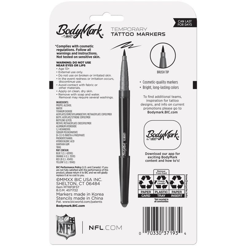 NFL Pittsburgh Steelers Temporary Tattoo Marker - 3pk, 4 of 5