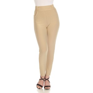Women's Super Soft Elastic Waistband Scuba Pants - White Mark - 1 of 4
