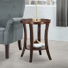 HomeStock Belmont Round End Table with Shelf Curved Legs and Spacious Two-Tier Storage Veneer Finish Accent Table for Living Room - 2 of 4