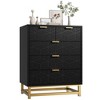 5-Drawer Dresser for Bedroom – Modern White Chest with Gold Metal Legs & Handles - 3 of 4